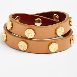 Tory Burch Leather Kira Logo Wrap Bracelet